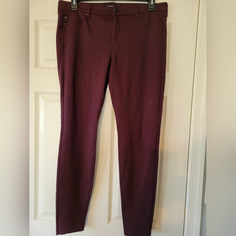Liverpool Pants Womens Aubergine Stretchy Pull on Pants Plum
